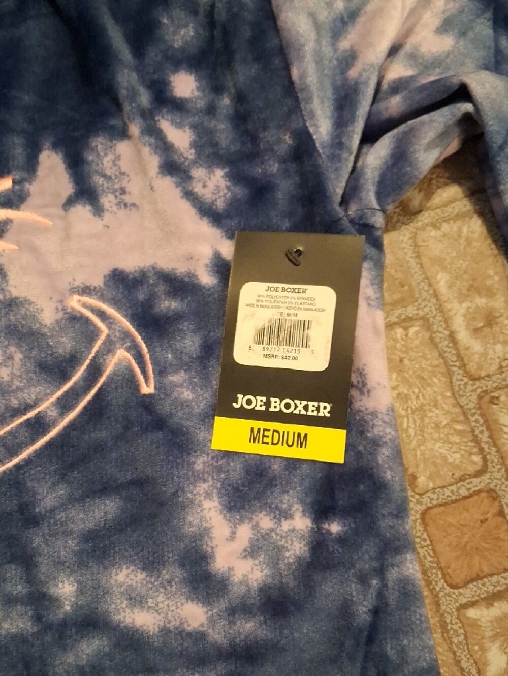 Joe Boxer Blue Tie-Dye Pajama Set with Pink Smile Accent - Picture 2 of 4